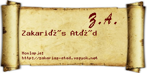 Zakariás Atád névjegykártya